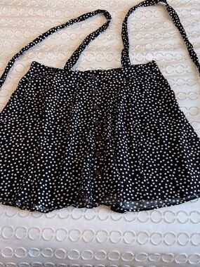 torrid Black and White Polka Dot Skirt with built in tie up suspenders